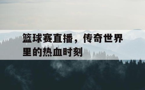 篮球赛直播，传奇世界里的热血时刻