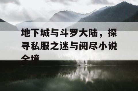 地下城与斗罗大陆，探寻私服之迷与阅尽小说全境