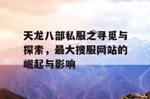 天龙八部私服之寻觅与探索，最大搜服网站的崛起与影响