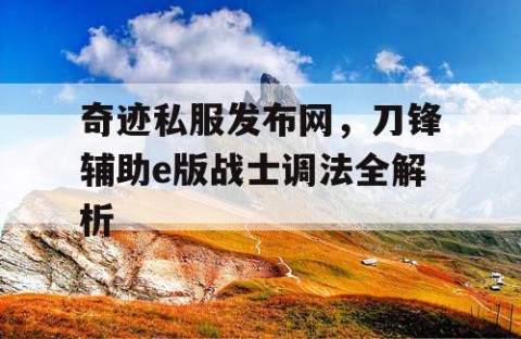 奇迹私服发布网，刀锋辅助e版战士调法全解析