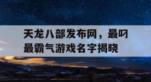 天龙八部发布网，最叼最霸气游戏名字揭晓