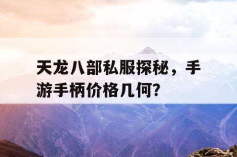 天龙八部私服探秘，手游手柄价格几何？