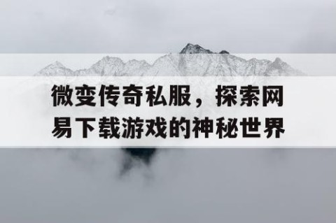 微变传奇私服,探索网易下载游戏的神秘世界