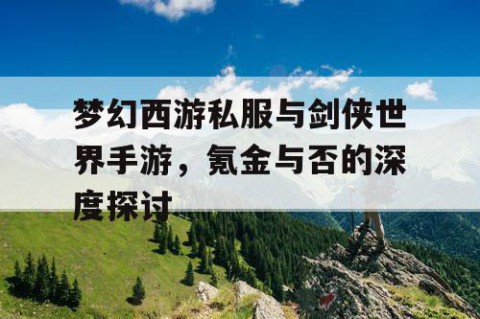 梦幻西游私服与剑侠世界手游，氪金与否的深度探讨