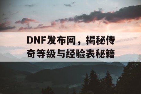 DNF发布网，揭秘传奇等级与经验表秘籍