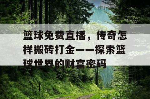 篮球免费直播，传奇怎样搬砖打金——探索篮球世界的财富密码