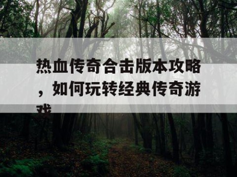 热血传奇合击版本攻略，如何玩转经典传奇游戏