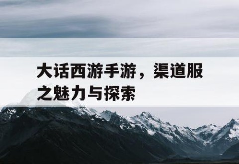 大话西游手游，渠道服之魅力与探索