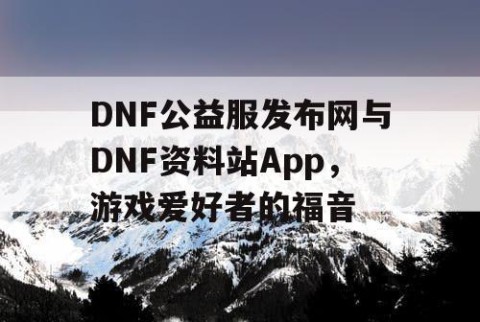 DNF公益服发布网与DNF资料站App，游戏爱好者的福音