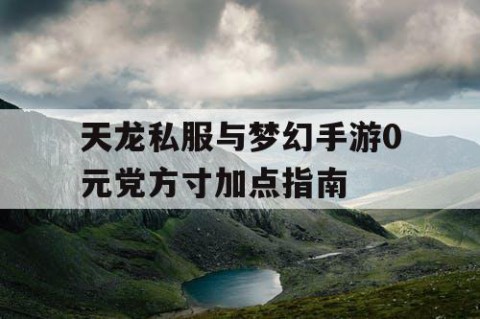 天龙私服与梦幻手游0元党方寸加点指南