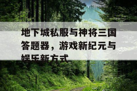 地下城私服与神将三国答题器，游戏新纪元与娱乐新方式
