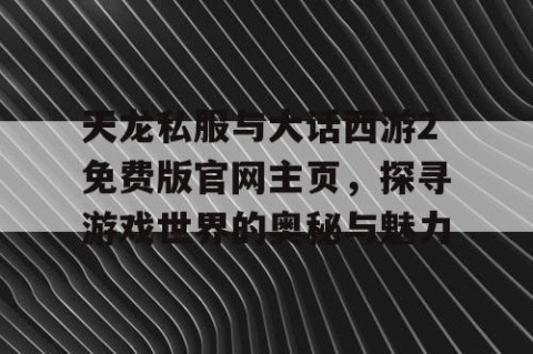 天龙私服与大话西游2免费版官网主页，探寻游戏世界的奥秘与魅力