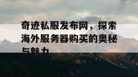 奇迹私服发布网，探索海外服务器购买的奥秘与魅力