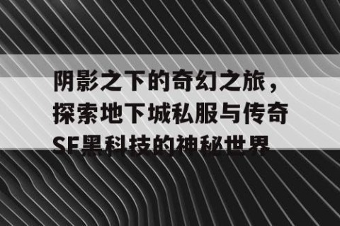 阴影之下的奇幻之旅，探索地下城私服与传奇SF黑科技的神秘世界