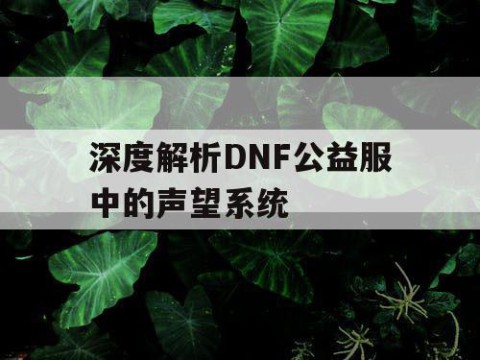 深度解析DNF公益服中的声望系统