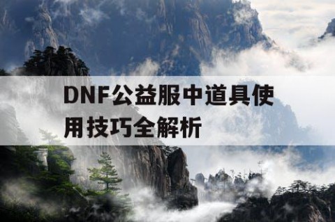 DNF公益服中道具使用技巧全解析