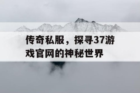 传奇私服，探寻37游戏官网的神秘世界