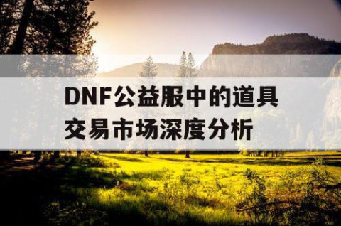 DNF公益服中的道具交易市场深度分析