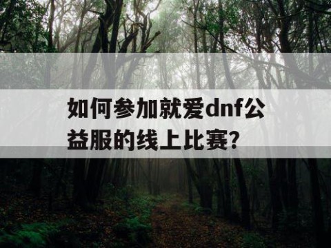 如何参加就爱dnf公益服的线上比赛？