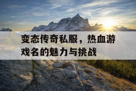 变态传奇私服,热血游戏名的魅力与挑战