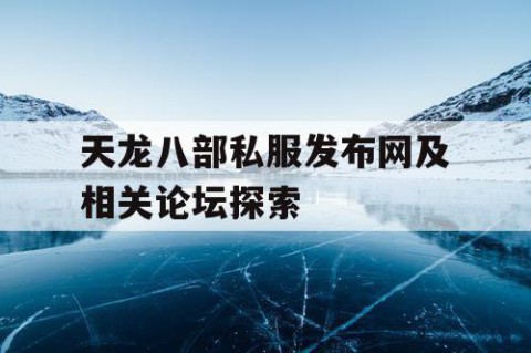 天龙八部私服发布网及相关论坛探索