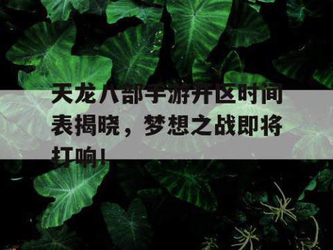 天龙八部手游开区时间表揭晓，梦想之战即将打响！