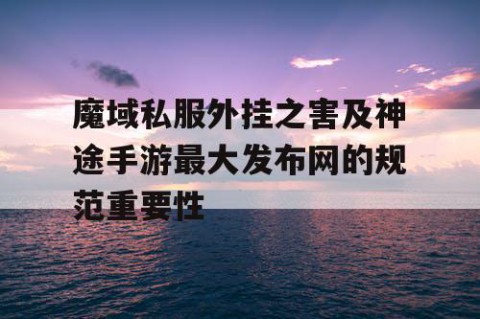 魔域私服外挂之害及神途手游最大发布网的规范重要性