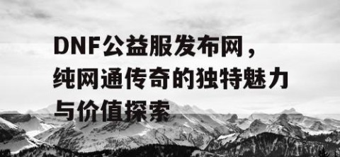DNF公益服发布网，纯网通传奇的独特魅力与价值探索