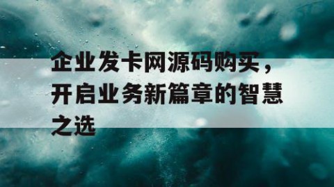 企业发卡网源码购买，开启业务新篇章的智慧之选