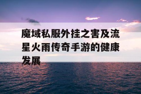 魔域私服外挂之害及流星火雨传奇手游的健康发展