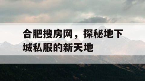 合肥搜房网，探秘地下城私服的新天地