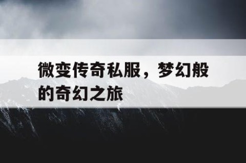 微变传奇私服,梦幻般的奇幻之旅
