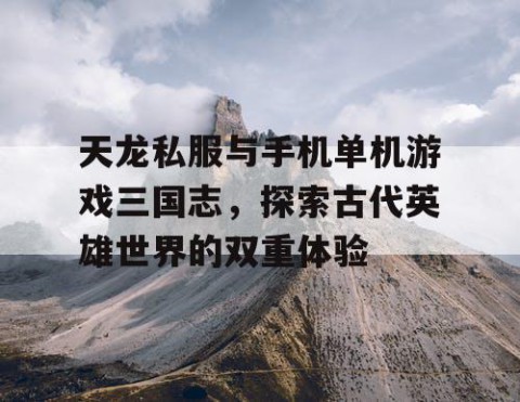 天龙私服与手机单机游戏三国志，探索古代英雄世界的双重体验