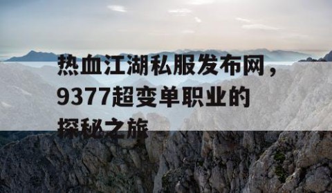 热血江湖私服发布网，9377超变单职业的探秘之旅