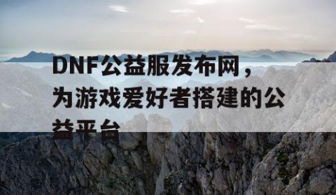 DNF公益服发布网，为游戏爱好者搭建的公益平台