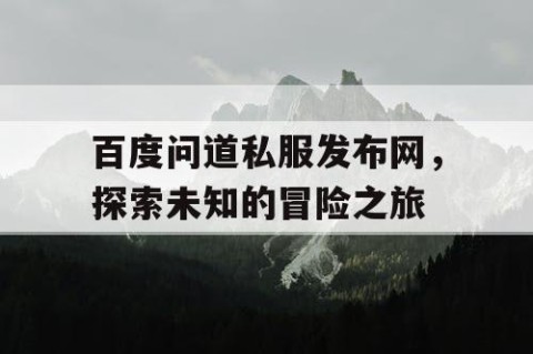 百度问道私服发布网，探索未知的冒险之旅