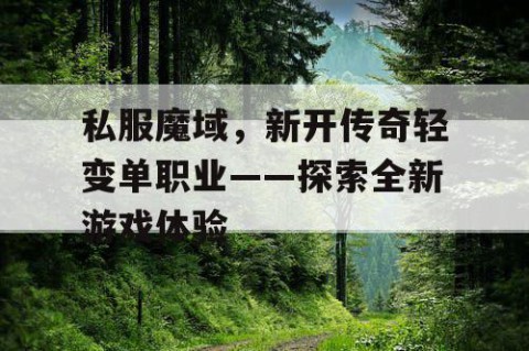 私服魔域，新开传奇轻变单职业——探索全新游戏体验