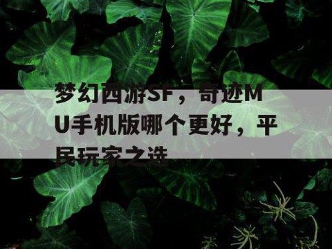 梦幻西游SF，奇迹MU手机版哪个更好，平民玩家之选