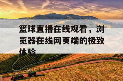 篮球直播在线观看，浏览器在线网页端的极致体验