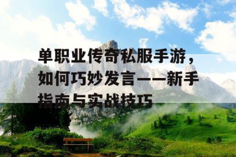 单职业传奇私服手游,如何巧妙发言——新手指南与实战技巧