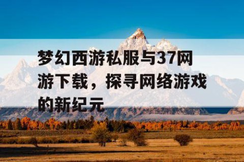 梦幻西游私服与37网游下载，探寻网络游戏的新纪元