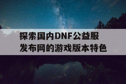 探索国内DNF公益服发布网的游戏版本特色