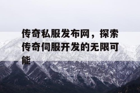 传奇私服发布网,探索传奇伺服开发的无限可能