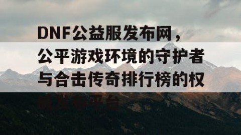DNF公益服发布网，公平游戏环境的守护者与合击传奇排行榜的权威发布平台