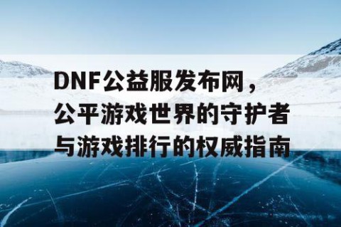 DNF公益服发布网，公平游戏世界的守护者与游戏排行的权威指南
