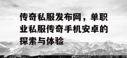 传奇私服发布网，单职业私服传奇手机安卓的探索与体验