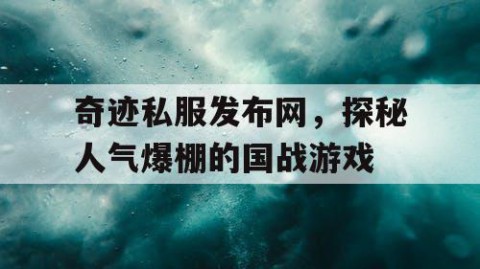 奇迹私服发布网，探秘人气爆棚的国战游戏