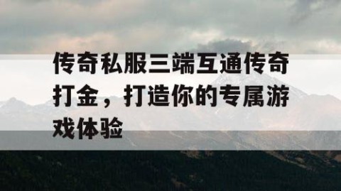 传奇私服三端互通传奇打金，打造你的专属游戏体验