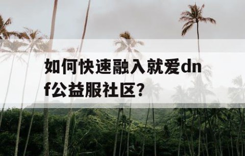 如何快速融入就爱dnf公益服社区？