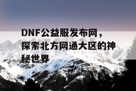 DNF公益服发布网，探索北方网通大区的神秘世界